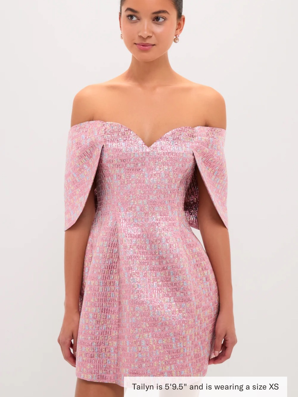 Off-Shoulder Pink Mini Dress with Sweetheart Neckline - Picture 2 of 6
